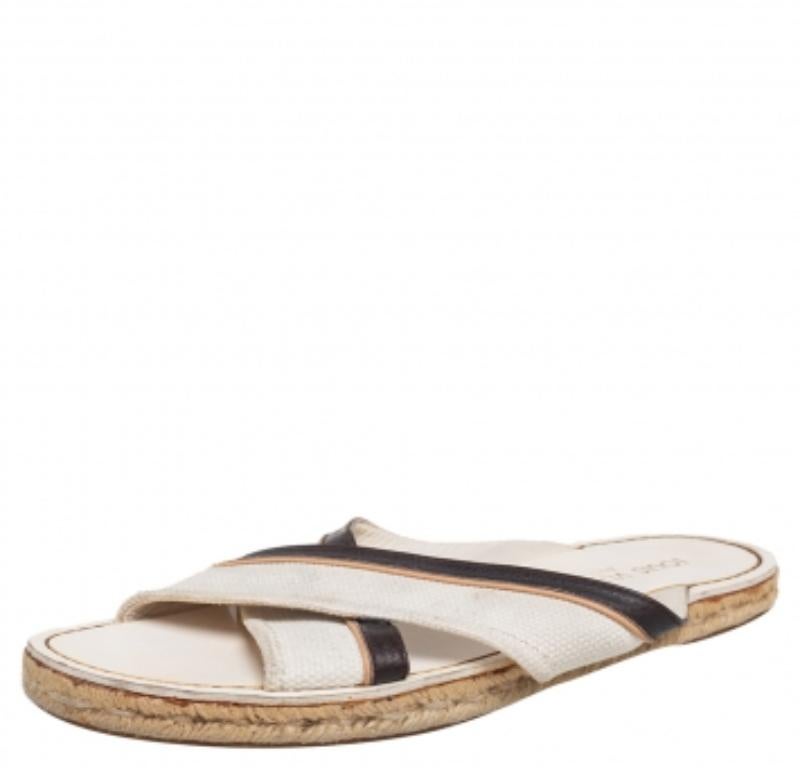 Louis Vuitton Canvas and Leather Logo Cross Strap Flat Sandals Size 41 2