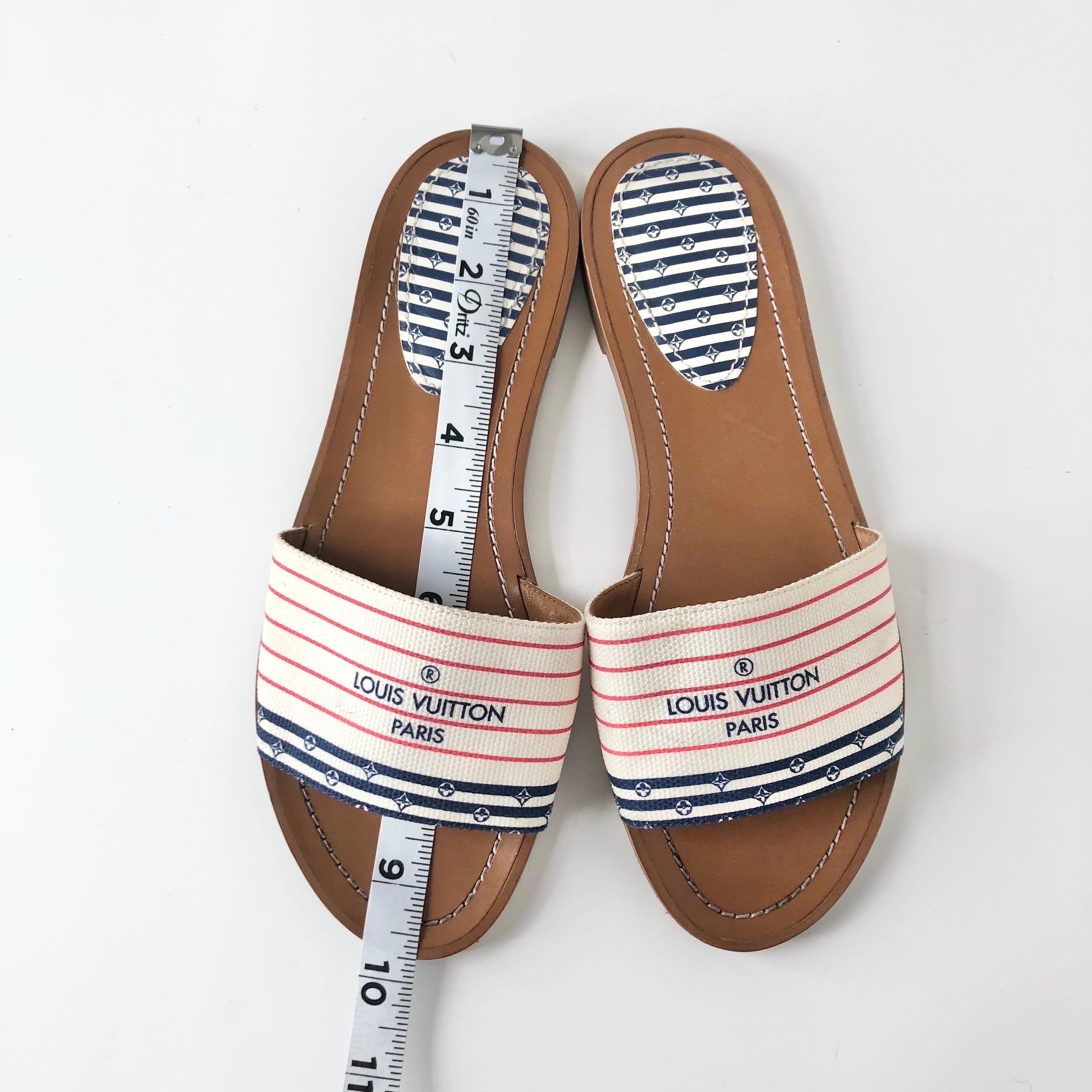 Louis Vuitton Canvas Escale Lock It Mule Flats Slip On Sandalen 37 im Angebot 5