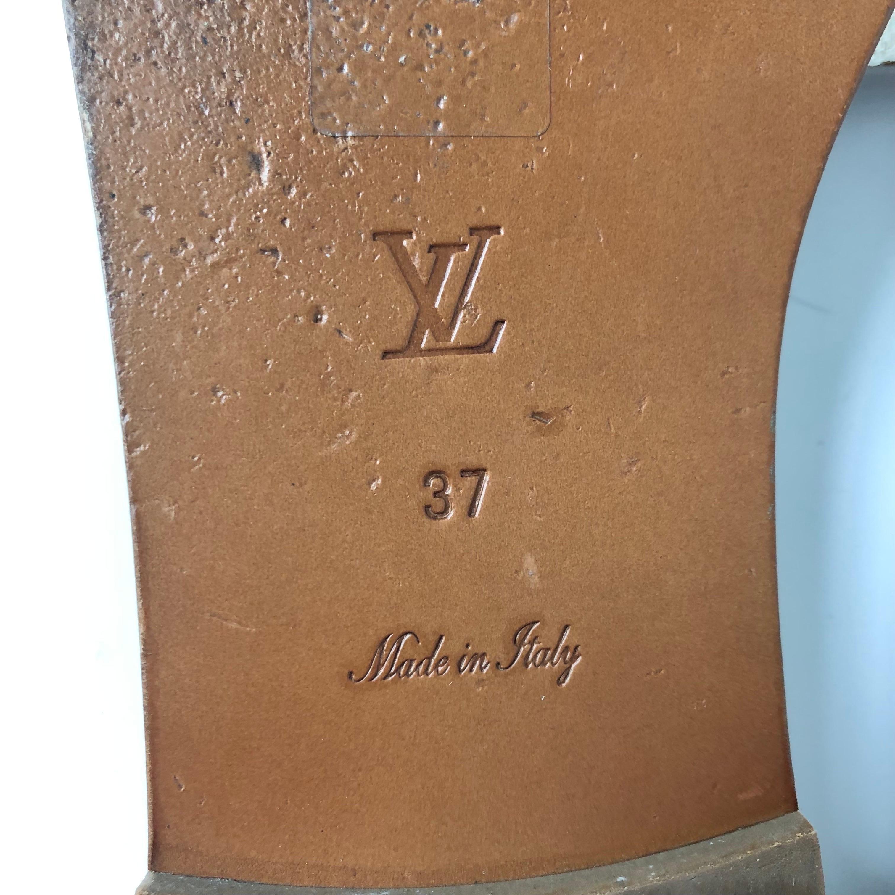 Louis Vuitton Canvas Escale Lock It Mule Flats Slip On Sandalen 37 im Angebot 3