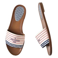 Louis Vuitton Canvas Escale Lock It Mule Flats Slip On Sandalen 37