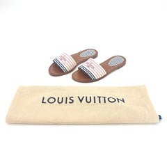 Louis Vuitton Canvas Escale Lock It Slip On Flat Slides Sandals 36.5