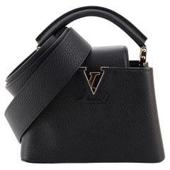 Louis Vuitton Metallic Calfskin Mini Capucines Silver Crossbody Chain  65lk718s For Sale at 1stDibs