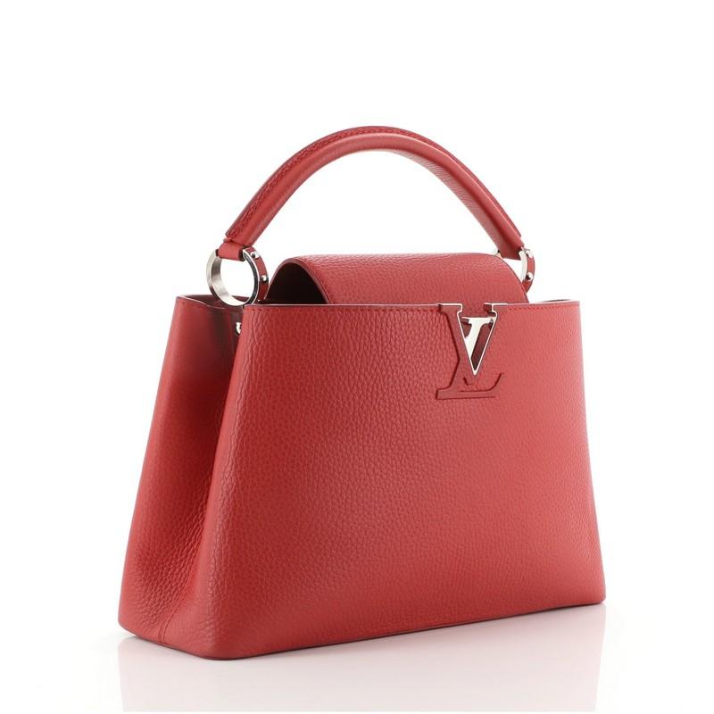 Red Louis Vuitton Capucines Bag Leather PM