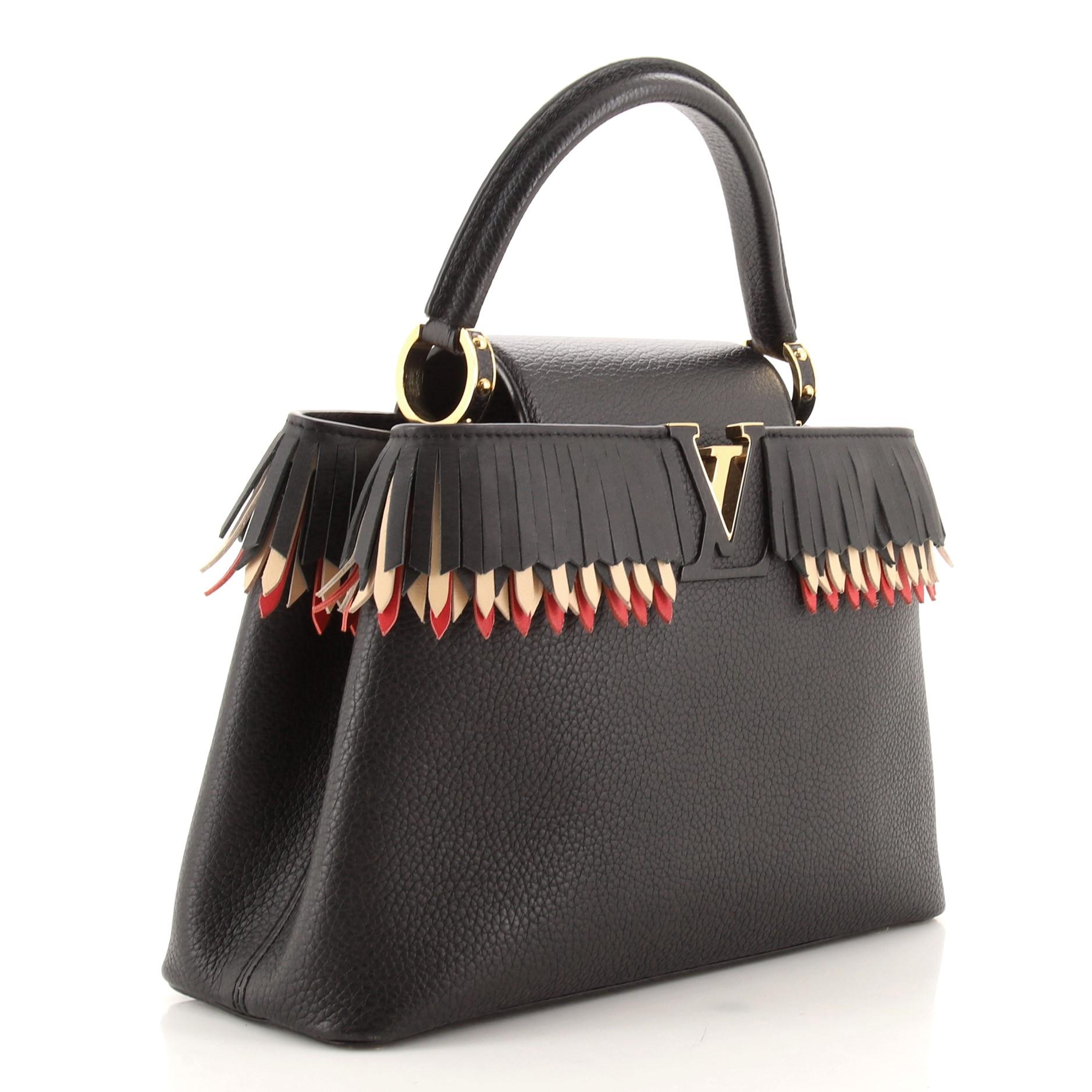 Women's or Men's Louis Vuitton Capucines Bag Leather with Fringe Detail PM