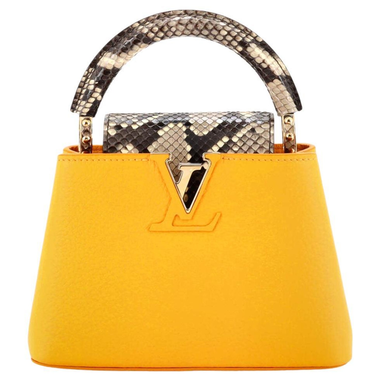 Louis Vuitton Emeraude Green Leather and Python Skin Capucines Mini Bag at  1stDibs