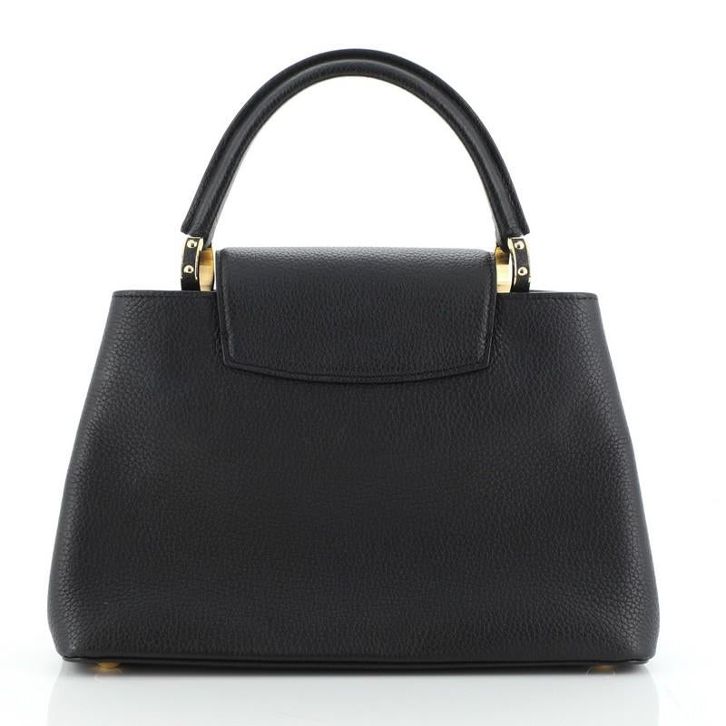 Black Louis Vuitton Capucines Bag Limited Edition Leather with Applique PM
