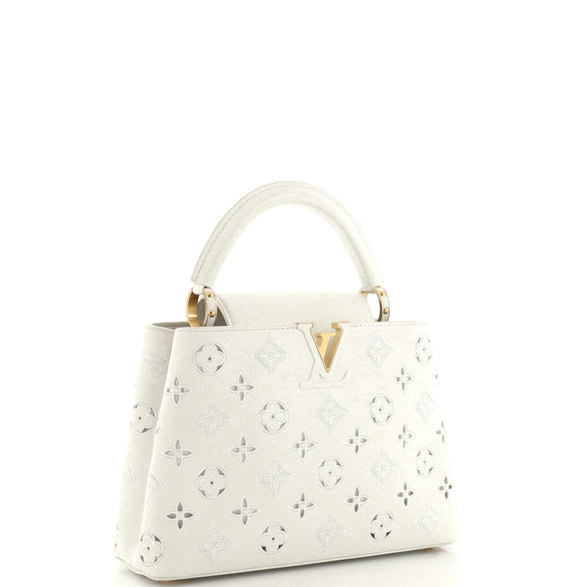 Louis Vuitton Capucines Bag Monogram Cutout Broderie Leather BB In Good Condition In NY, NY