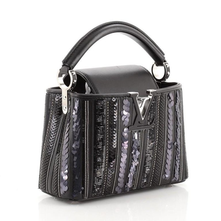 Louis Vuitton Capucines Bag Sequin and Beaded Leather Mini Black