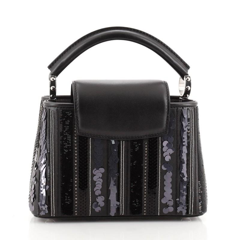 Black Louis Vuitton Capucines Bag Sequin and Beaded Leather Mini