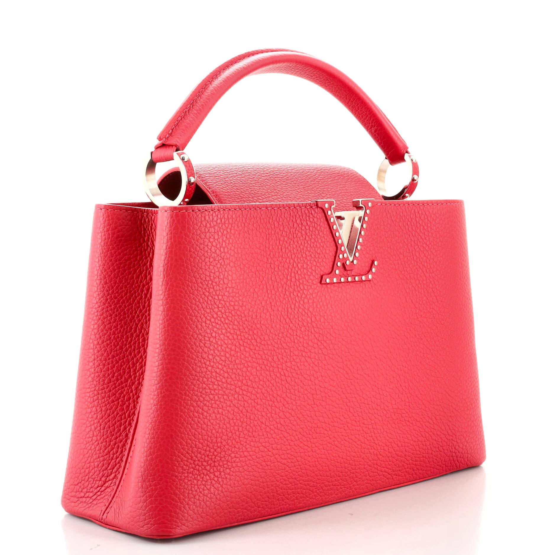 Red Louis Vuitton Capucines Bag Studded Leather PM