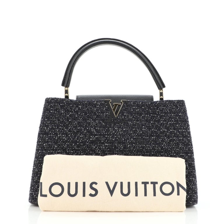 Louis Vuitton Capucine MM Black Tweed