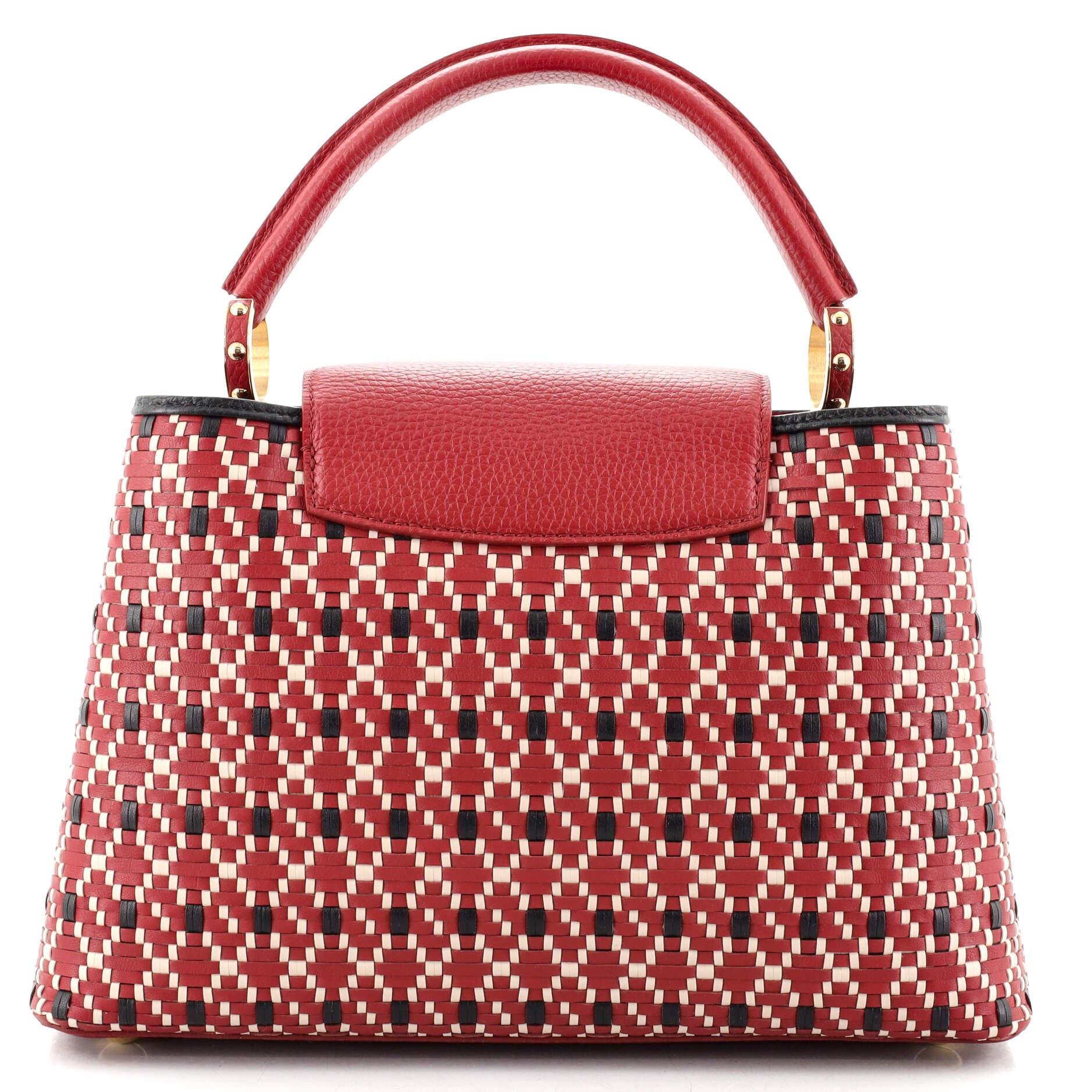 Red Louis Vuitton Capucines Bag Woven Leather PM