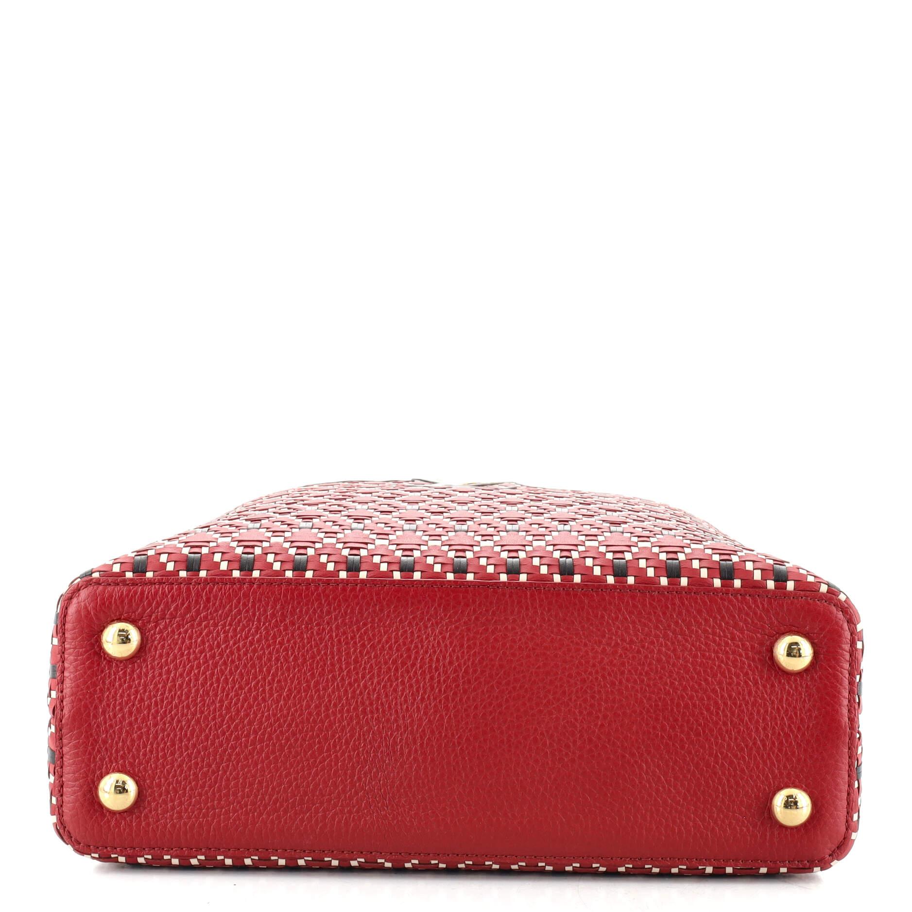 Louis Vuitton Capucines Bag Woven Leather PM In Good Condition In NY, NY