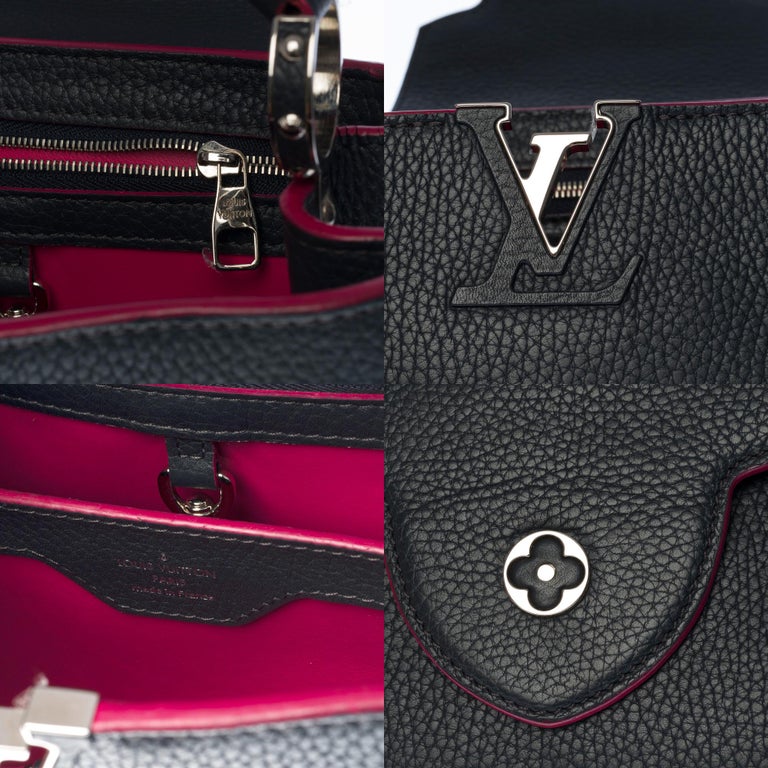 LOUIS VUITTON CAPUCCINES MM BAG in Navy Blue and Red Finishing