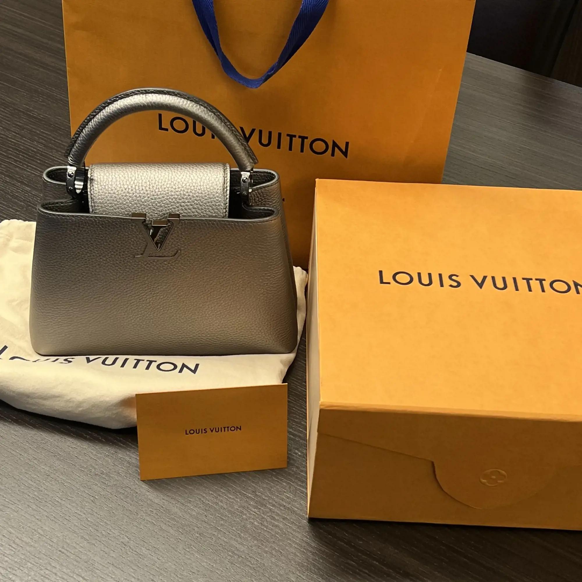 Louis Vuitton Capucines BB Metallic Grey Top Handle Handbag M21102 For Sale 3