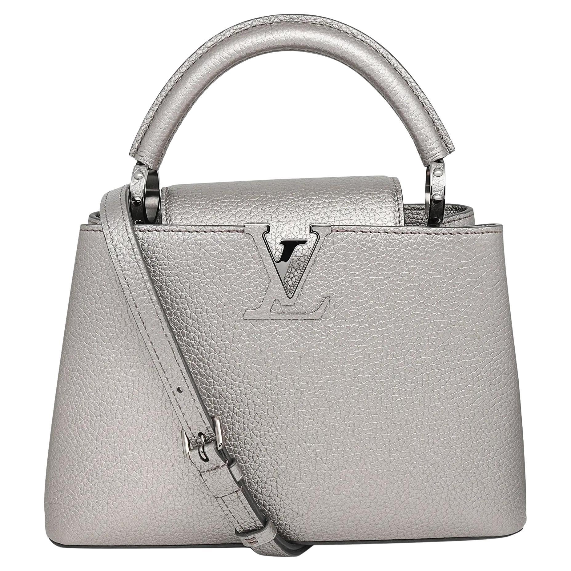 Louis Vuitton Capucines BB Metallic Grey Top Handle Handbag M21102 For Sale  at 1stDibs