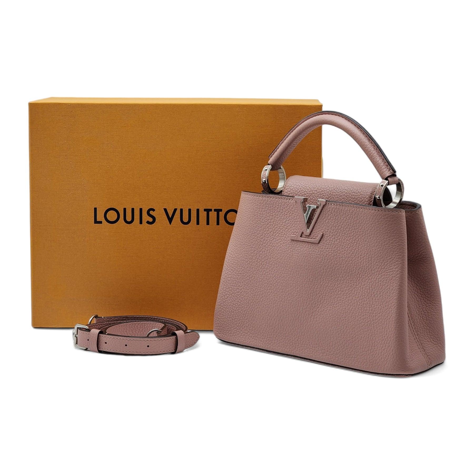 The all-time classic, the LV Capucines BB size.
Sold out in stores, rare find!
Leather. 
Includes detachable shoulder strap.
10.6 x 7.1 x 3.5 inches; strap drop: 21.3