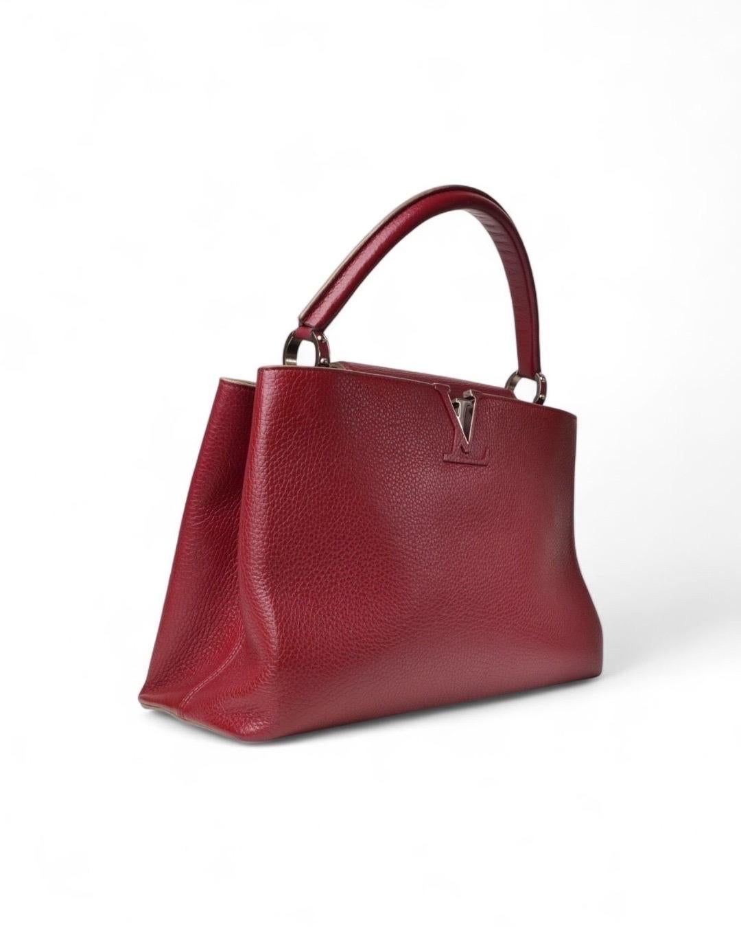 Marron Louis Vuitton Capucines GM Martellata Rossa en vente