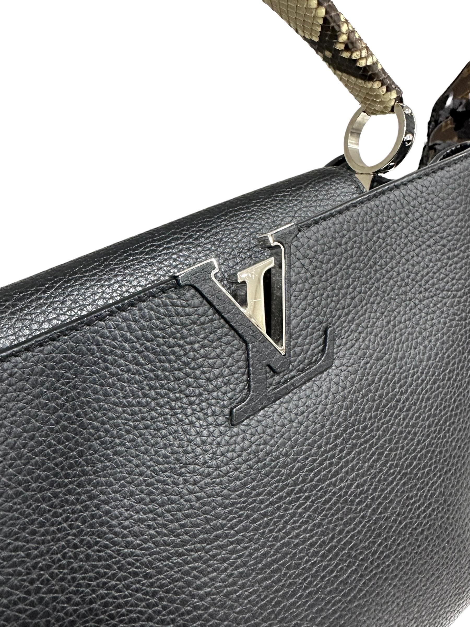 Louis Vuitton Capucines GM Top Handle Tasche aus schwarzem Leder (Schwarz) im Angebot