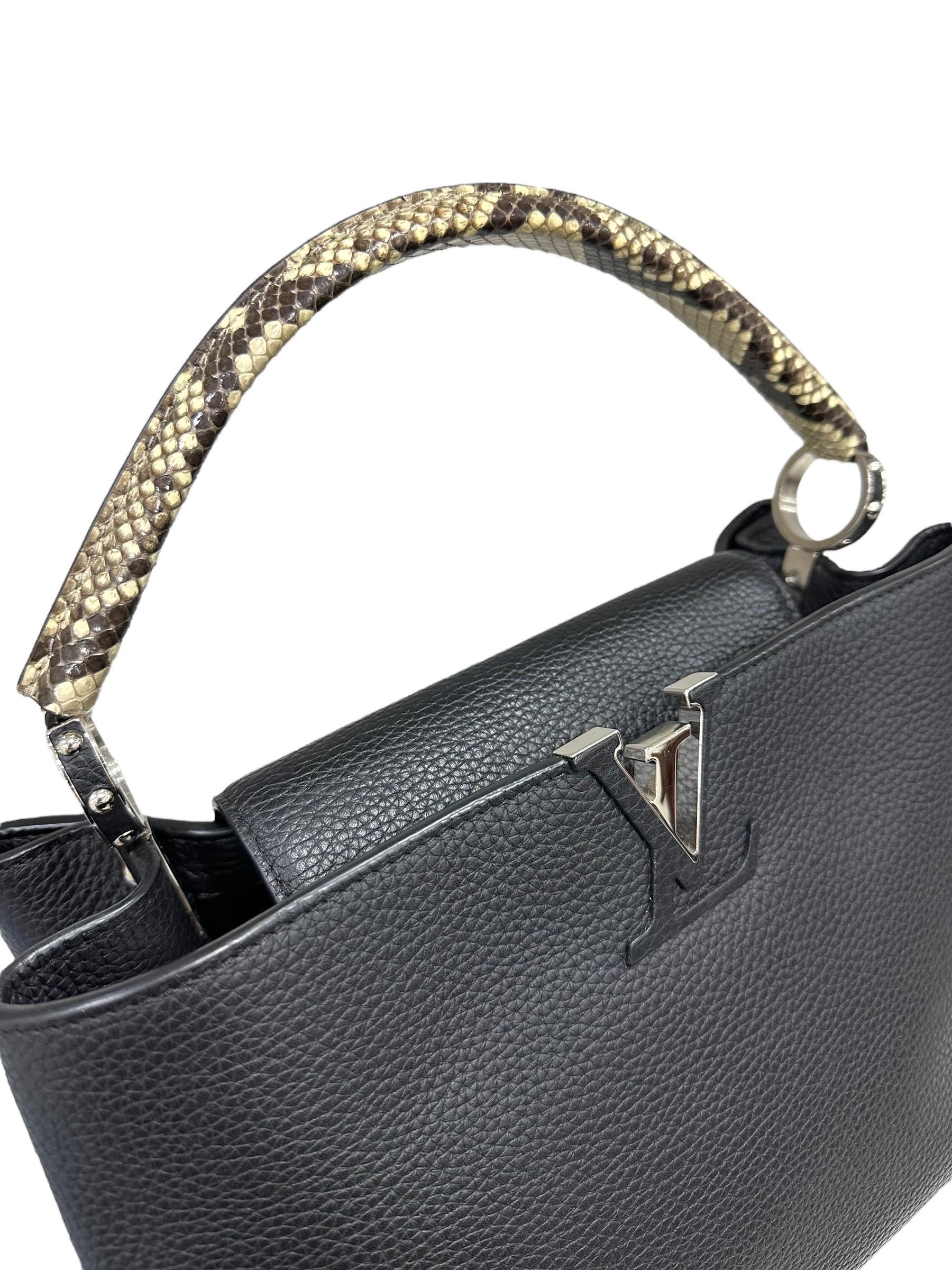 Louis Vuitton Capucines GM Top Handle Tasche aus schwarzem Leder Damen im Angebot
