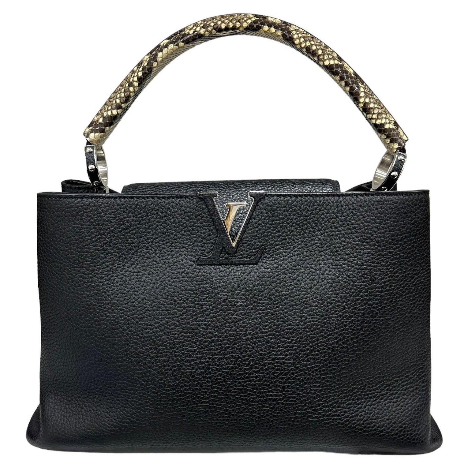 Louis Vuitton Capucines GM Top Handle Tasche aus schwarzem Leder