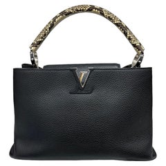 Louis Vuitton Capucines GM Top Handle Tasche aus schwarzem Leder