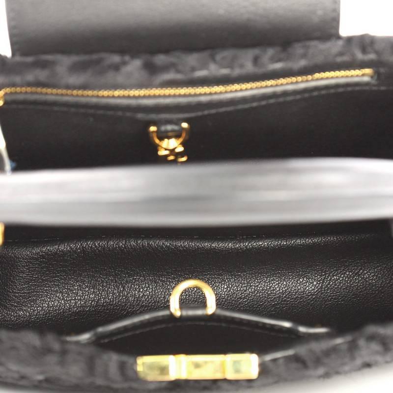 Black Louis Vuitton Capucines Handbag Astrakhan Fur BB