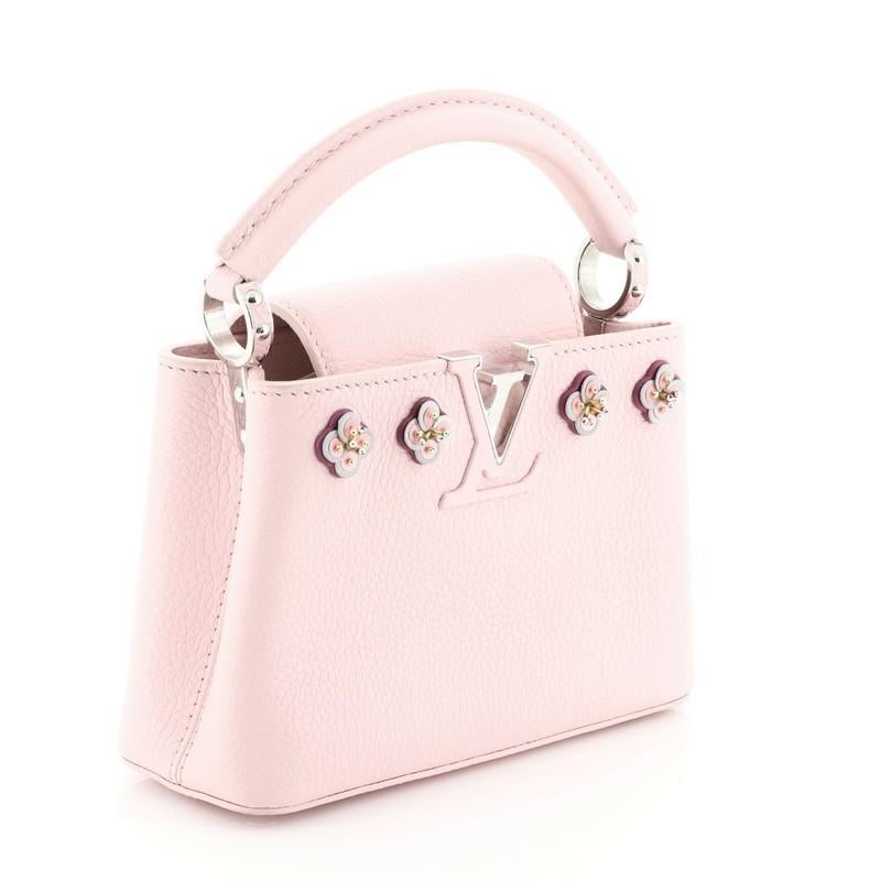 White Louis Vuitton Capucines Handbag Embellished Leather Mini
