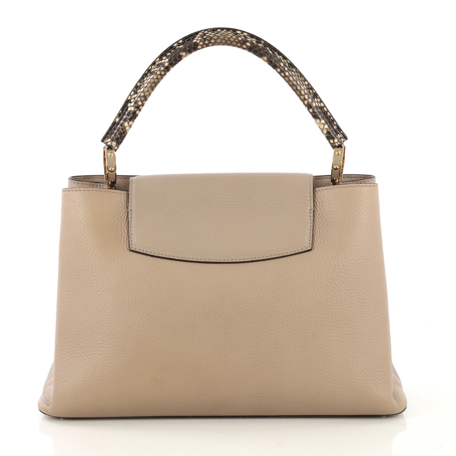 Brown Louis Vuitton Capucines Handbag Leather and Python MM