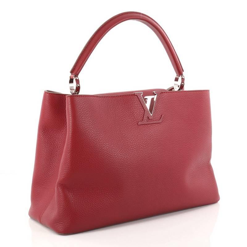 Red Louis Vuitton Capucines Handbag Leather GM