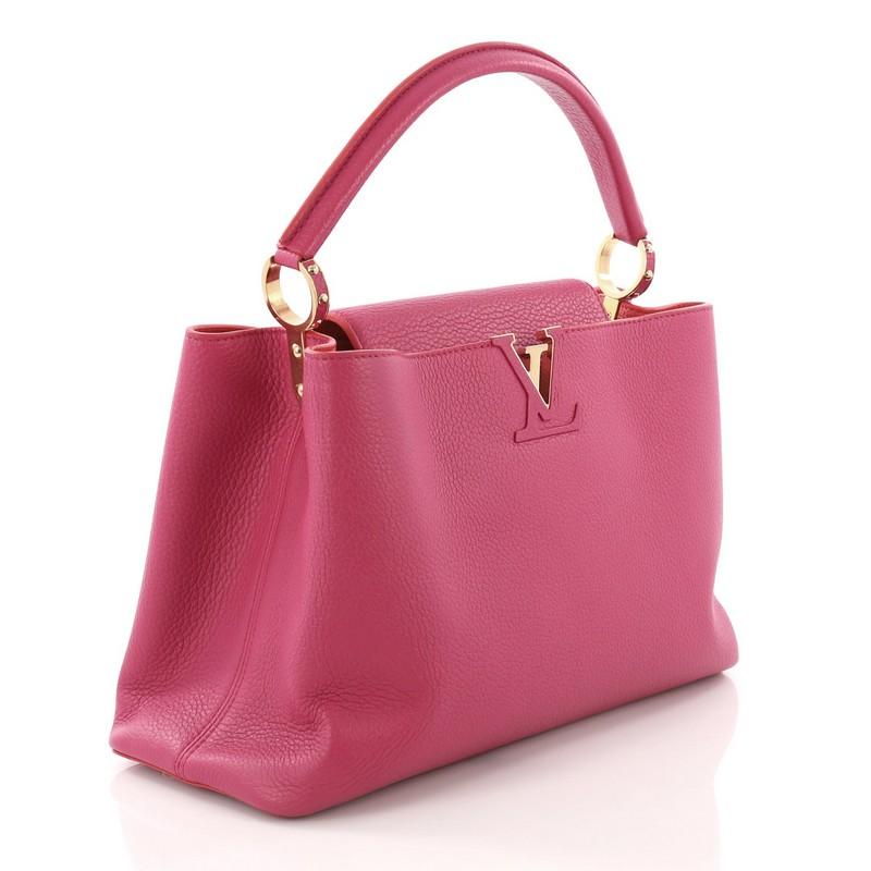 Pink Louis Vuitton Capucines Handbag Leather MM