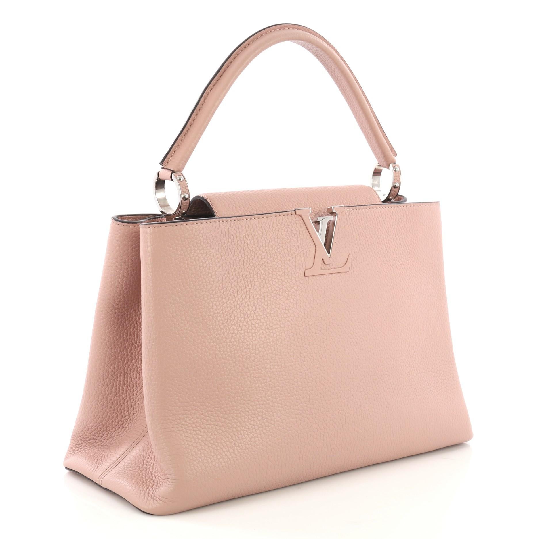 Beige Louis Vuitton Capucines Handbag Leather MM
