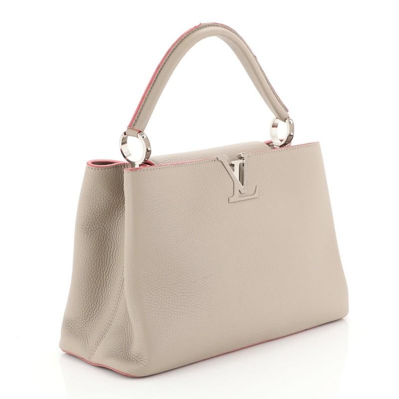 Beige Louis Vuitton Capucines Handbag Leather MM