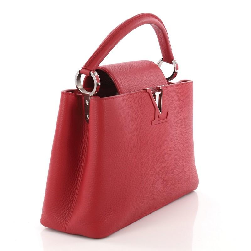 Red Louis Vuitton Capucines Handbag Leather PM