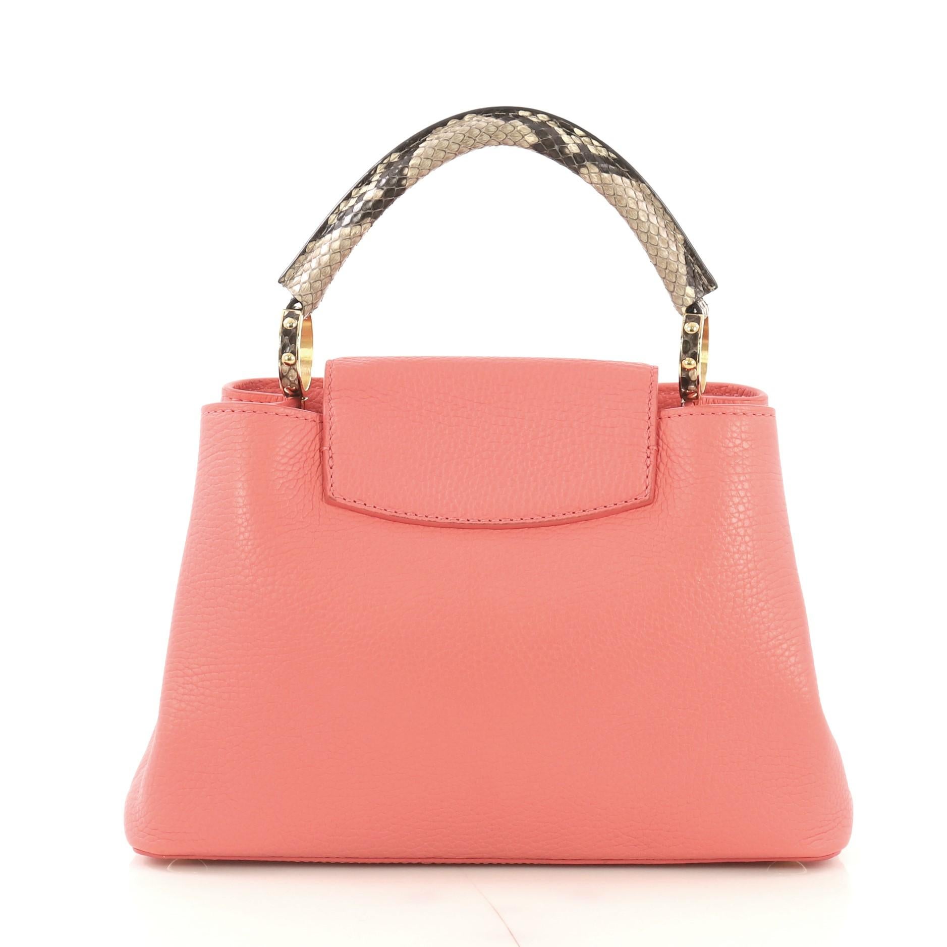 Louis Vuitton Capucines Handbag Leather with Python BB In Good Condition In NY, NY