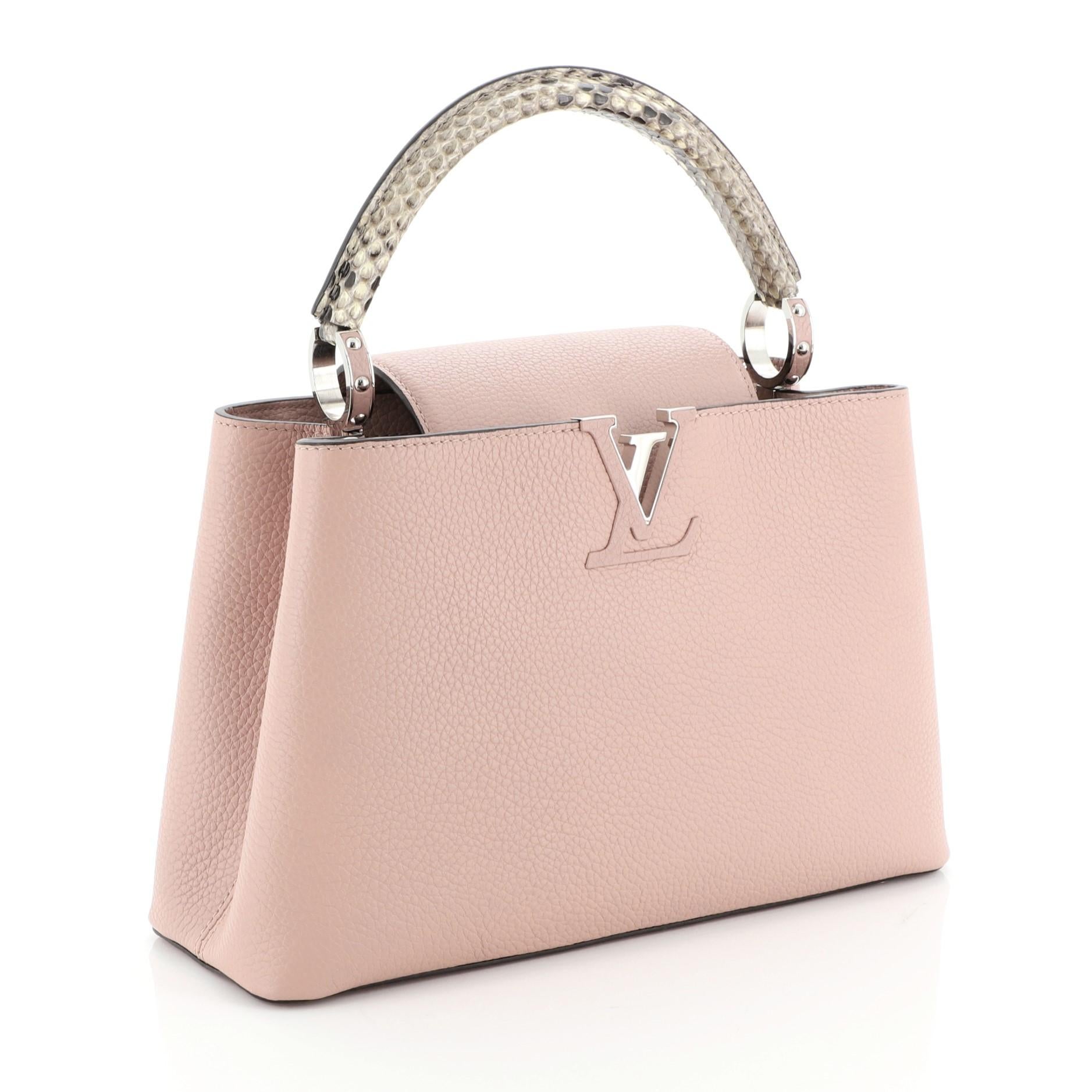 Beige Louis Vuitton Capucines Handbag Leather with Python