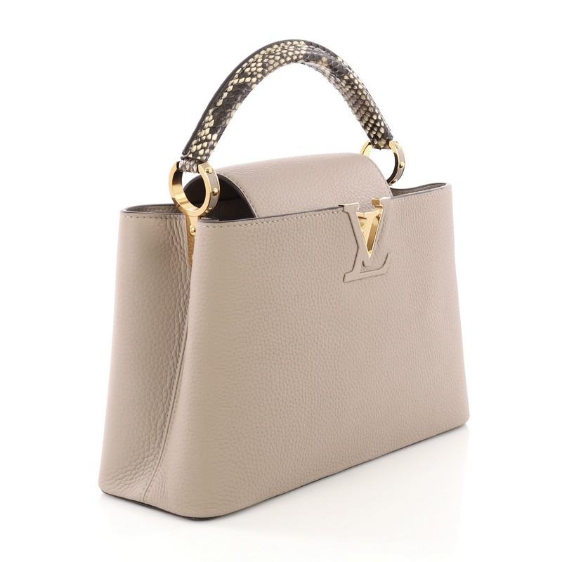 Brown Louis Vuitton Capucines Handbag Leather with Python PM