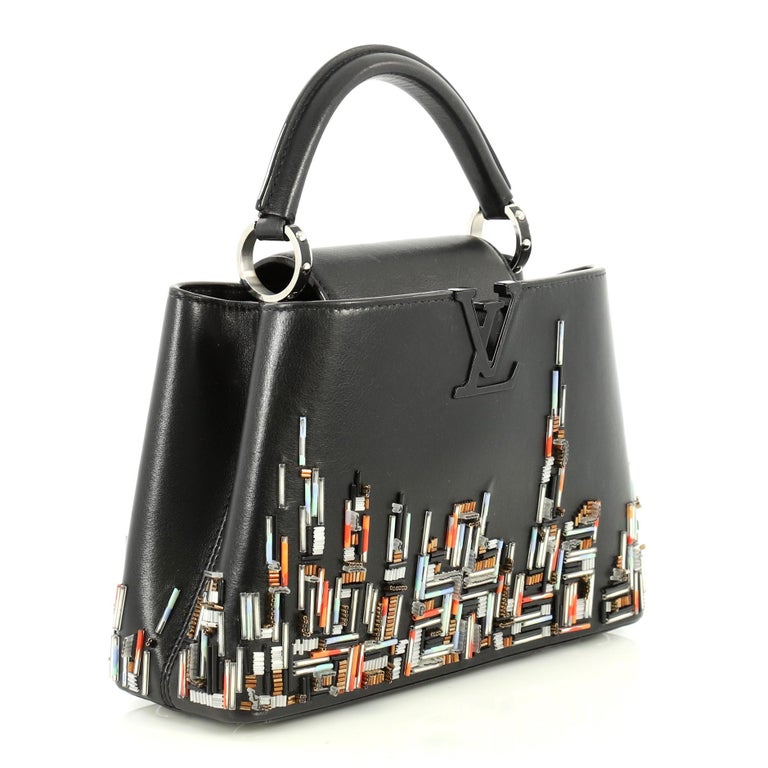 Louis Vuitton Capucines Handbag Limited Edition City Beaded Leather BB For Sale at 1stdibs