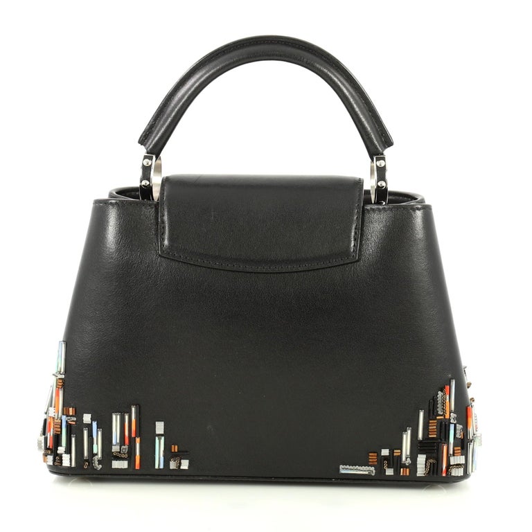 Louis Vuitton Capucines Handbag Limited Edition City Beaded Leather BB For Sale at 1stdibs