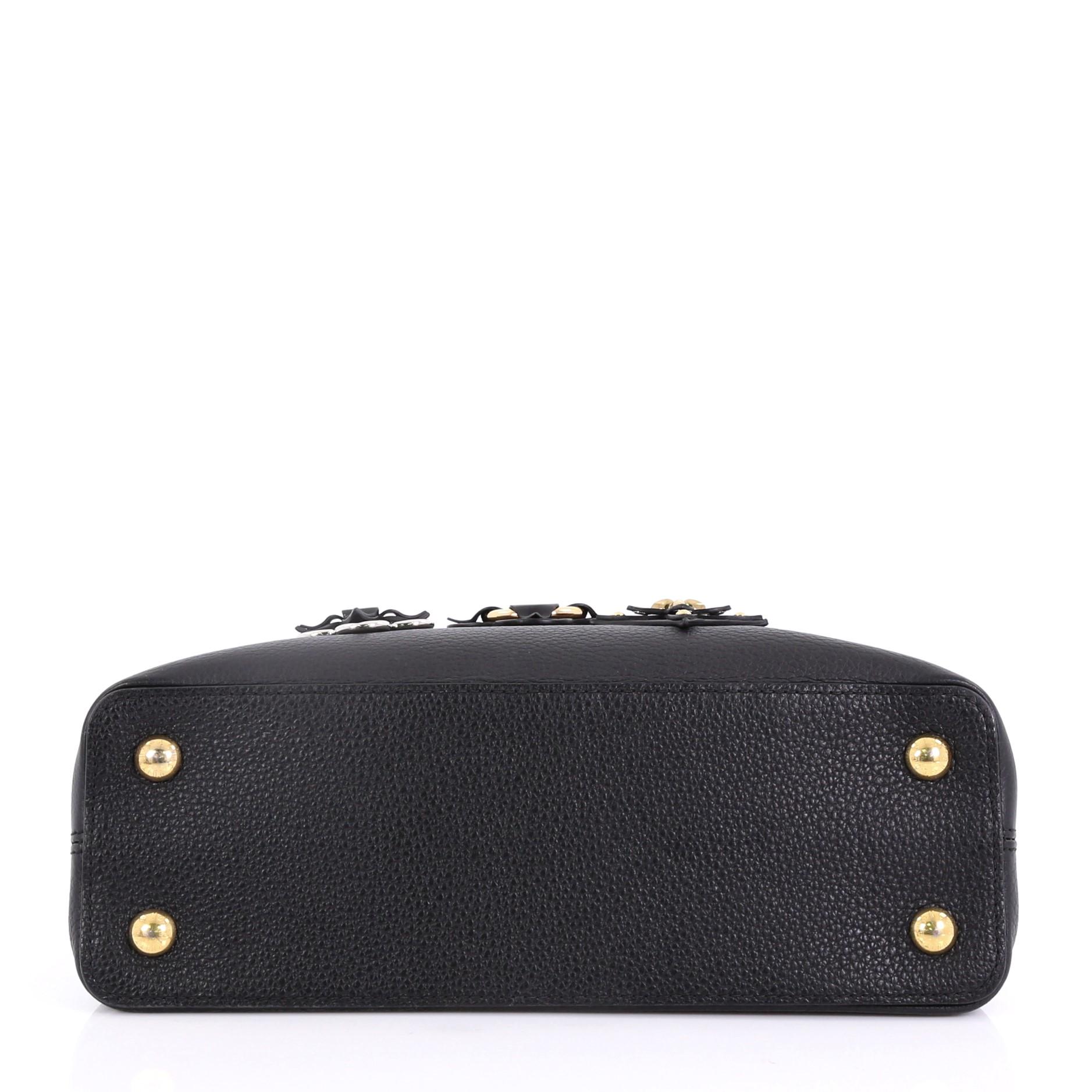 Black Louis Vuitton Capucines Handbag Limited Edition Mechanical Flowers Leather PM