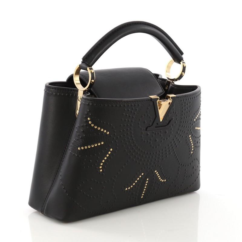 Black Louis Vuitton Capucines Handbag Limited Edition Trunk Lotus Leather BB