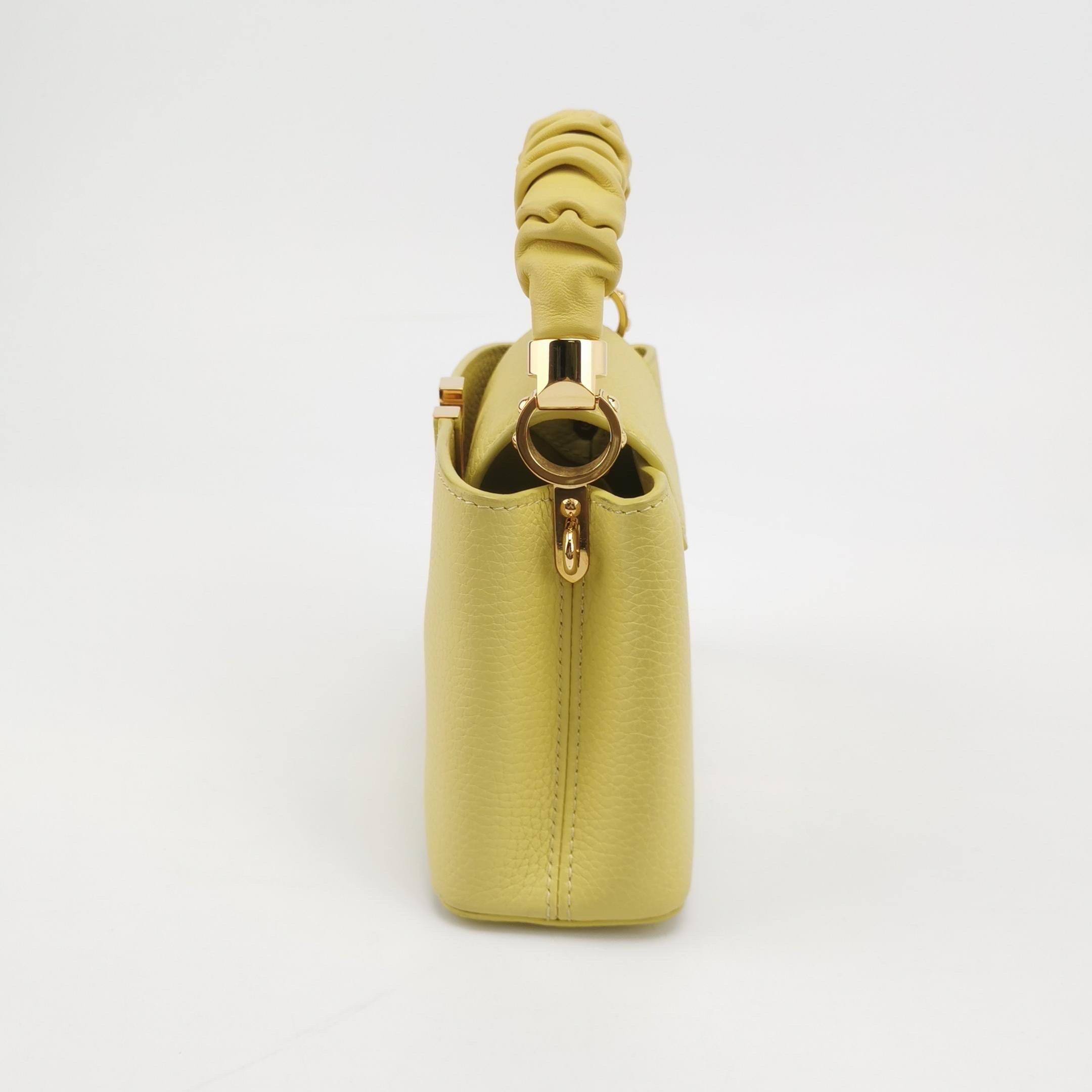 Beige Louis Vuitton Capucines Mini Yellow Leather Crossbody Bag