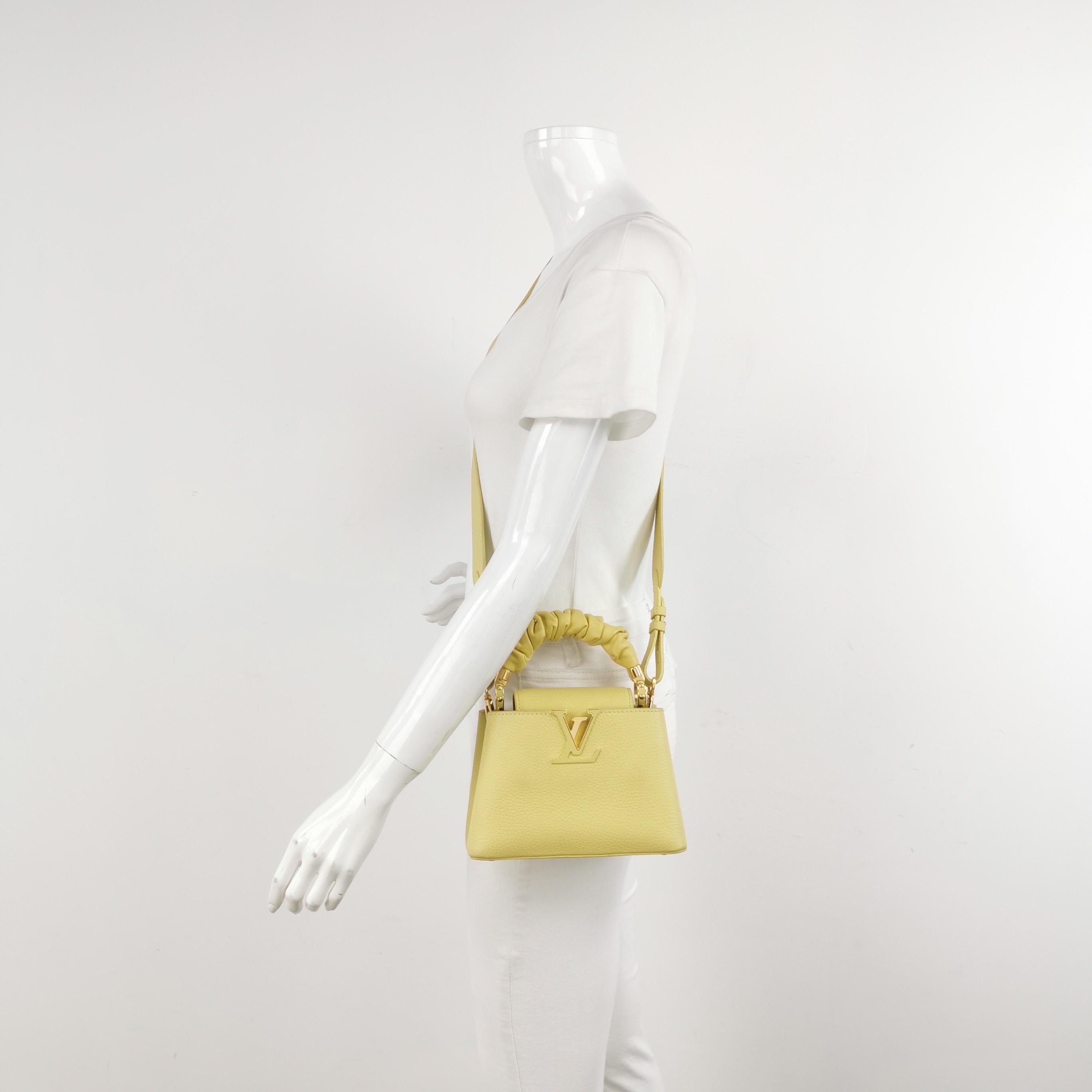 Women's Louis Vuitton Capucines Mini Yellow Leather Crossbody Bag