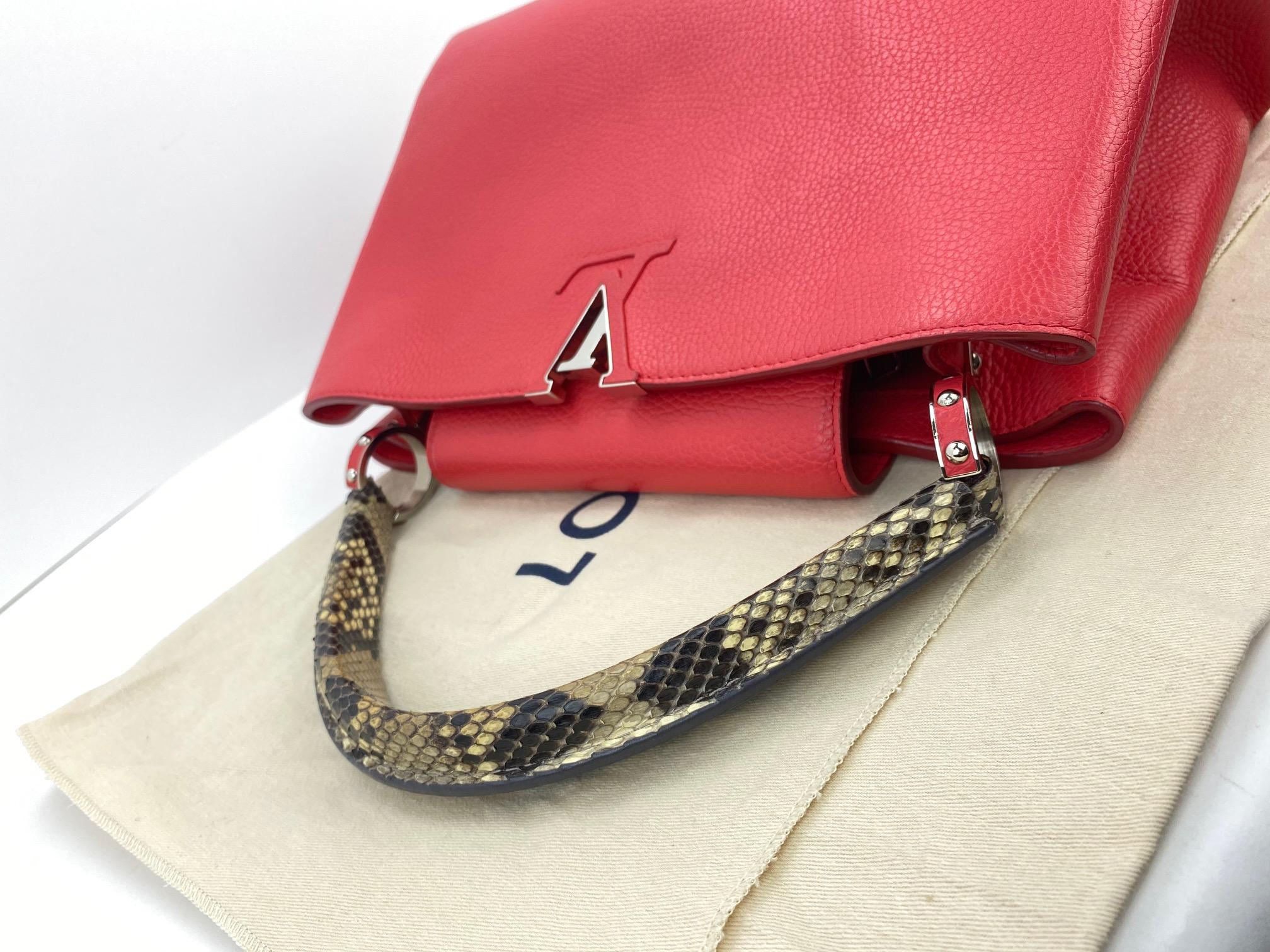 LOUIS VUITTON Capucines MM Python Rubis Red Taurillon Leather Hand Shoulder Bag 8