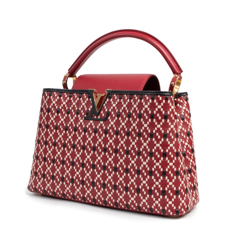 Louis Vuitton, Bags, Louis Vuitton Capucines Bag Woven Leather Pm Red