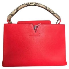 Louis Vuitton Capucines Python Top Handle Tasche Mohn MM