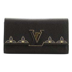 Louis Vuitton Capucines Compact Wallet Embellished Leather Neutral 2233391