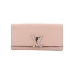 LOUIS VUITTON LV GHW Capucines Wallet M62159 Calfskin Leather Beige Used