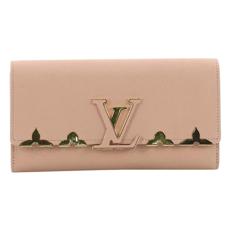 Louis Vuitton Capucines Wallet Metal Floral Edge Taurillon Leather