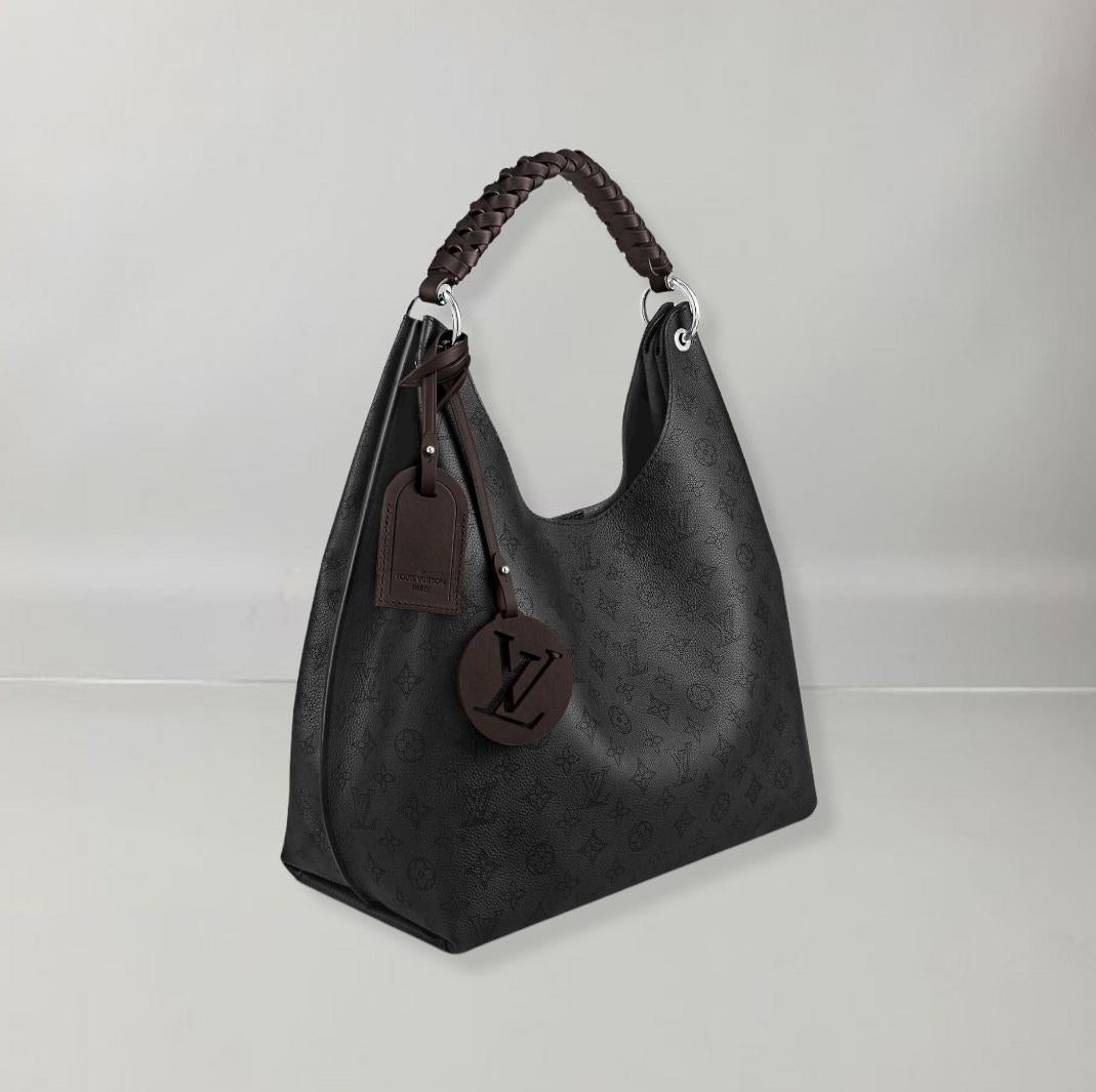 Women's Louis Vuitton Caramel bag Black Mahina Perforated Calfskin For Sale